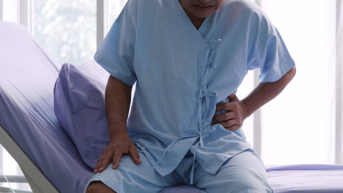 Elderly Asian male patient is hospitalized with stomachache.